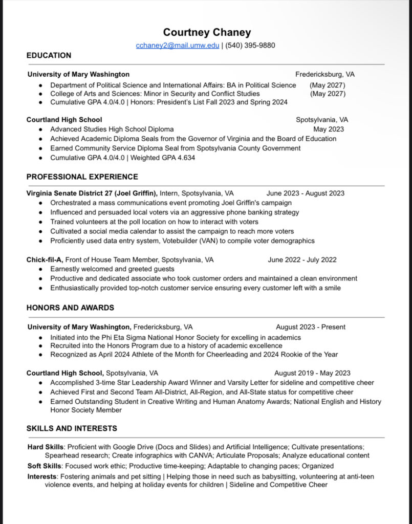 Courtney's resume